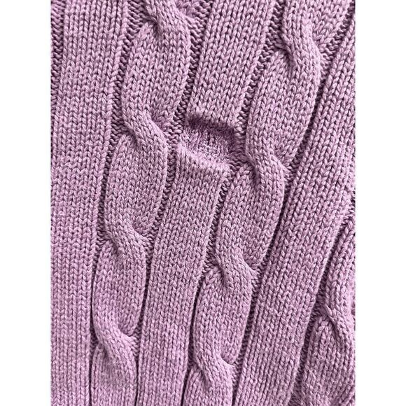 Chaps Womens Pullover Knitted Mock neck Sweater Purple Medium 100% Cotton - Picture 3 of 4